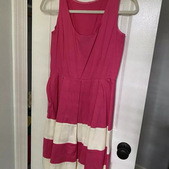 Kate Spade New York Pink White Mandy Dress Size 6 Fit Flare Sleeveless - Picture 1 of 8